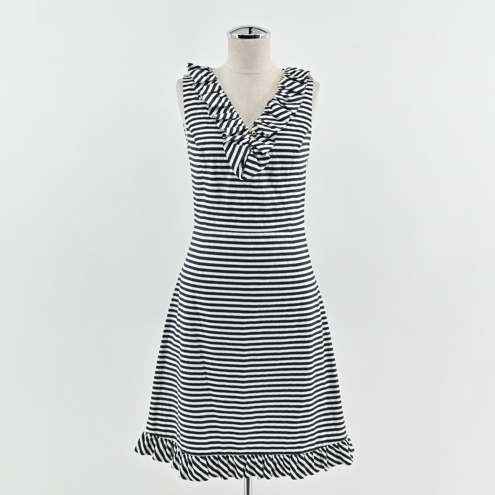 Kate Spade Striped Ruffle Dress Sizeβ 2 Nautical Sleeveless Breezy Preppy Cotton